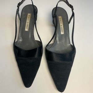 Manolo Blahnik satin slingbacks